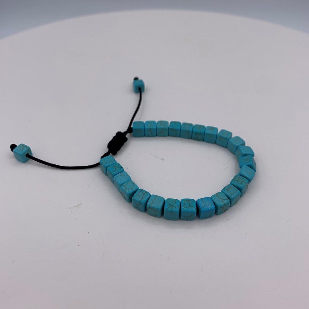 Real turquoise bracelet, adjustable cord, boho, beach, native, country, new